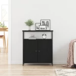 vidaXL Μπουφές Μαύρο Δρυς 70x30x80 εκ από Κατασκευασμένο Ξύλο