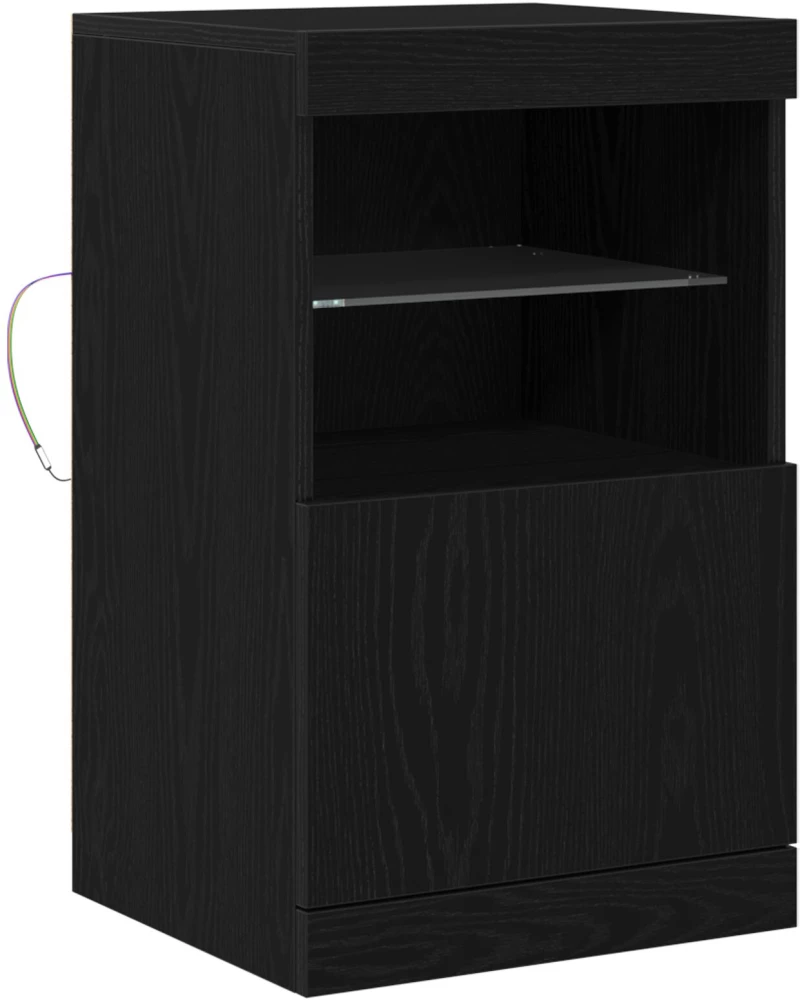 vidaXL Μπουφές με LED Φώτα Μαύρη Δρυς 41x37x67 εκ.