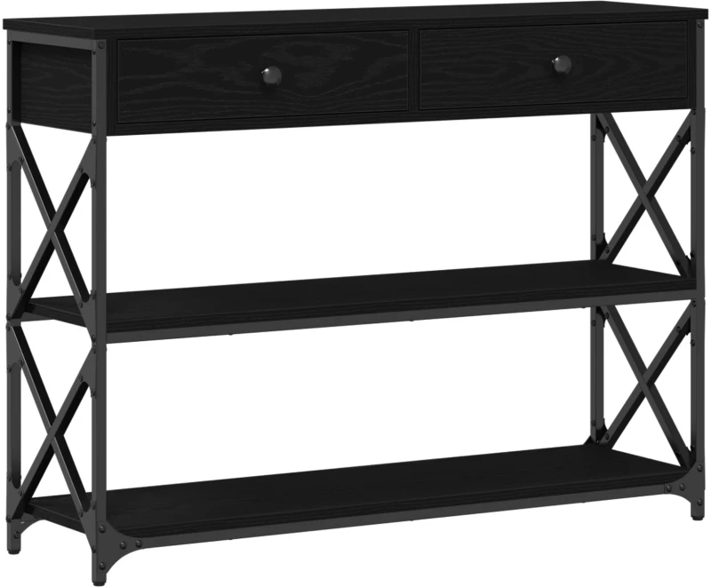 vidaXL Κονσόλα Μαύρη Δρυς 100x28x75 εκ Επεξεργασμένου Ξύλου & Ατσαλιού
