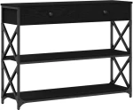 vidaXL Κονσόλα Μαύρη Δρυς 100x28x75 εκ Επεξεργασμένου Ξύλου & Ατσαλιού