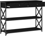 vidaXL Κονσόλα Μαύρη Δρυς 100x28x75 εκ Επεξεργασμένου Ξύλου & Ατσαλιού