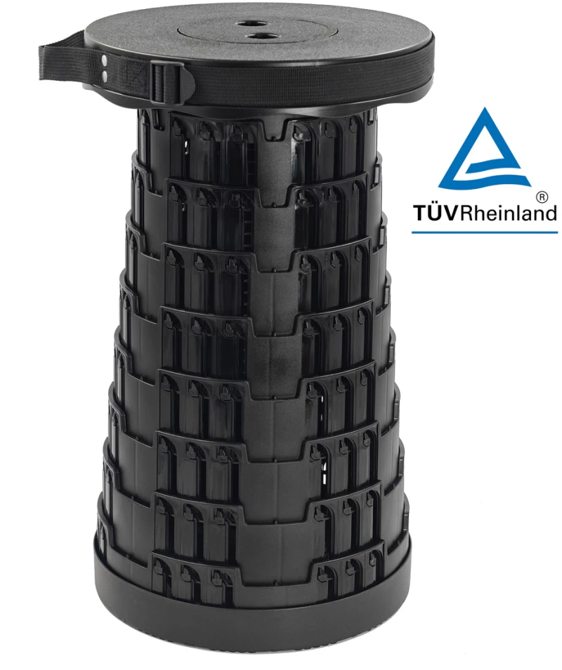 POWERTECH πτυσσόμενο καρεκλάκι HUH-0230, αντοχή έως 250kg, 25.5x45cm, μαύρο