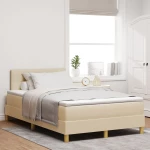 vidaXL Κρεβάτι με Σπαστό Στρώμα με Στρώμα Κρεμ 120x200 cm Ύφασμα
