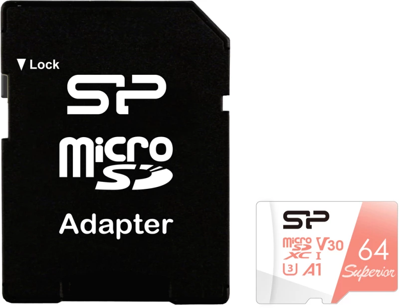 SILICON POWER κάρτα μνήμης microSDXC Superior, 64GB, C10 UHS-I U3 A1 V30