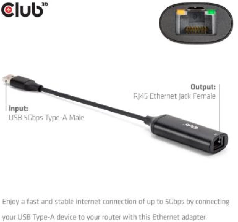 I/O ADAPTER USB TO RJ45/M/F CAC-1421 CLUB3D