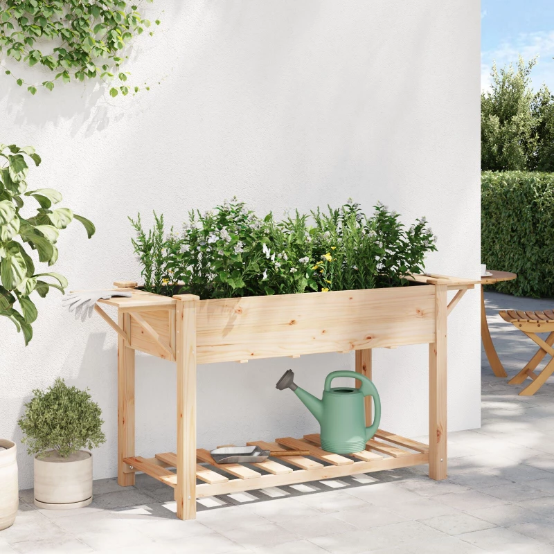vidaXL Κήπος Γλάστρας με Ράφια 155x59x76 εκ. Μασίφ Ξύλο Πεύκου