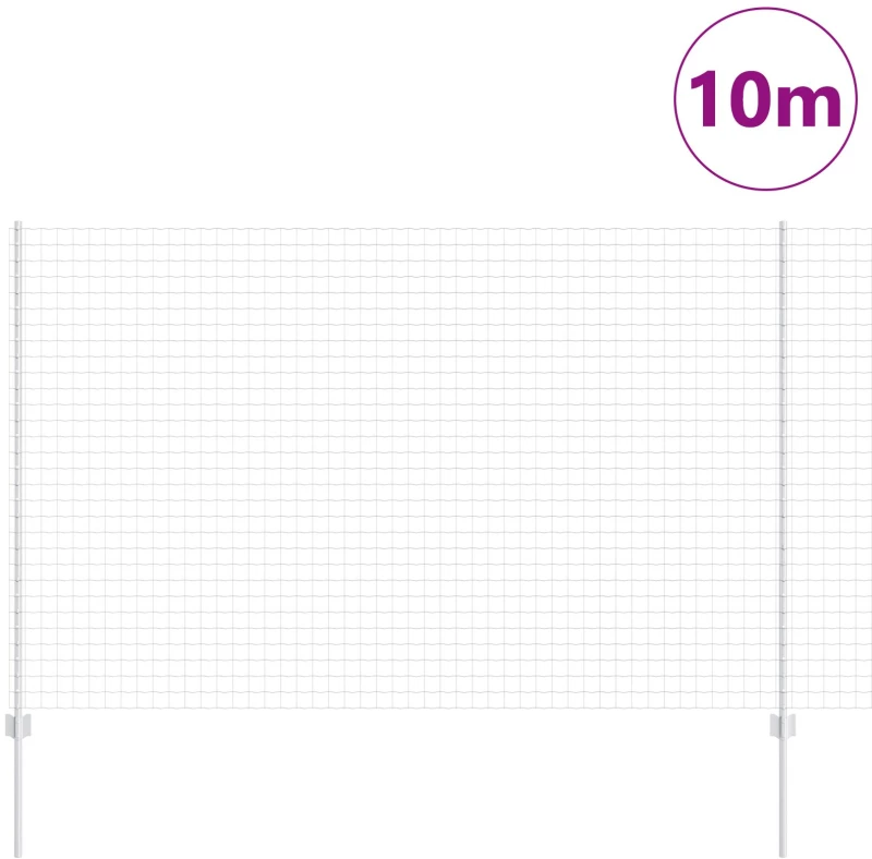 vidaXL Ευρωπαϊκός Φράχτης με 10 Στήλους Ασημί 1,5x10 μ Ατσάλι