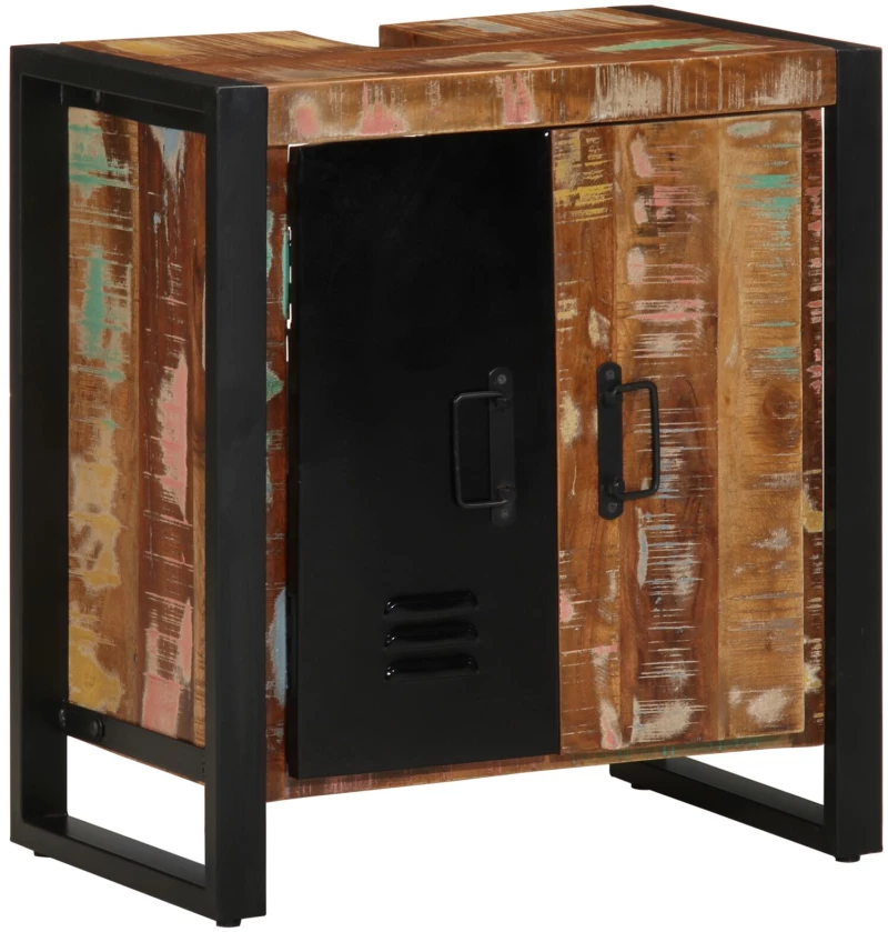 vidaXL Ντουλάπι Μπάνιου Πολύχρωμο 55x35x60 cm Μασίφ Ξύλο Ανακυκλωμένο