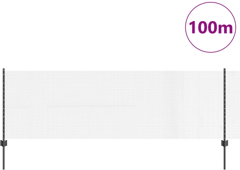 vidaXL Περίφραξη με 44 U Posts Γκρι 0.8x100 μ Ατσάλι
