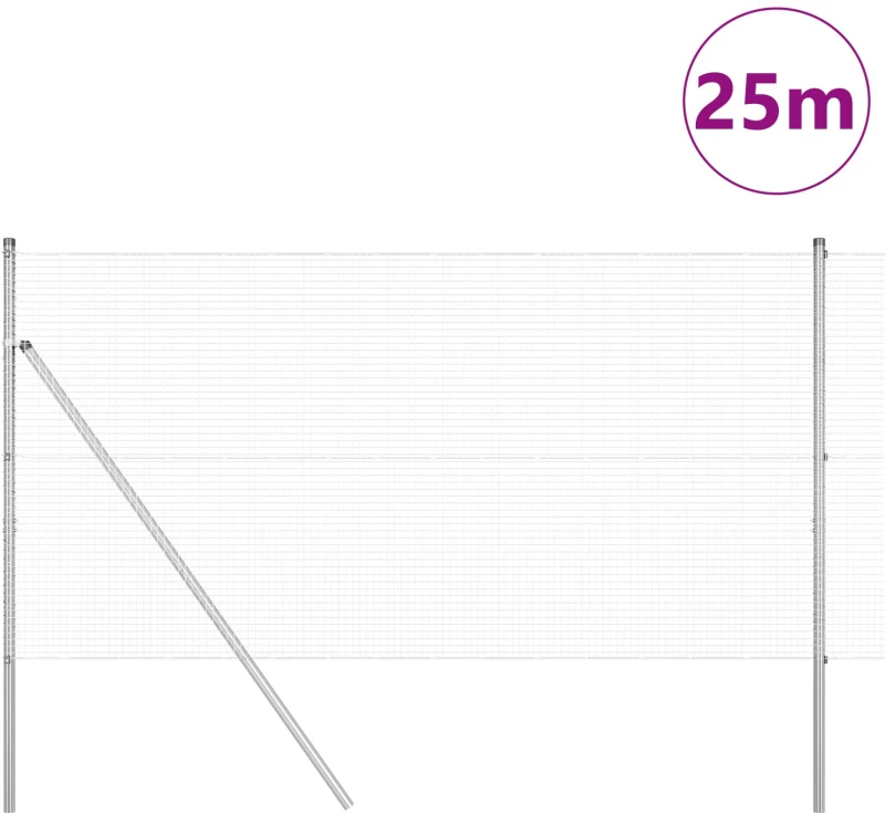 vidaXL Γαλβανισμένος Φράχτης με 13 Στήλες 1.2x25 m
