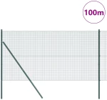 vidaXL Συρματόπλεγμα με 13 Κολώνες Πράσινο 1x100 μ Χάλυβας