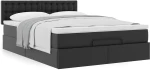 vidaXL Οθωμανικό κρεβάτι με στρώμα Μαύρο 140x190cm Συνθετικό δέρμα