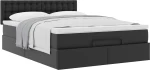 vidaXL Οθωμανικό κρεβάτι με στρώμα Μαύρο 140x190cm Συνθετικό δέρμα