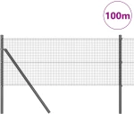 vidaXL Συρμάτινη περίφραξη με 13 στύλους Γκρι 0.5x100 μ Ατσάλι
