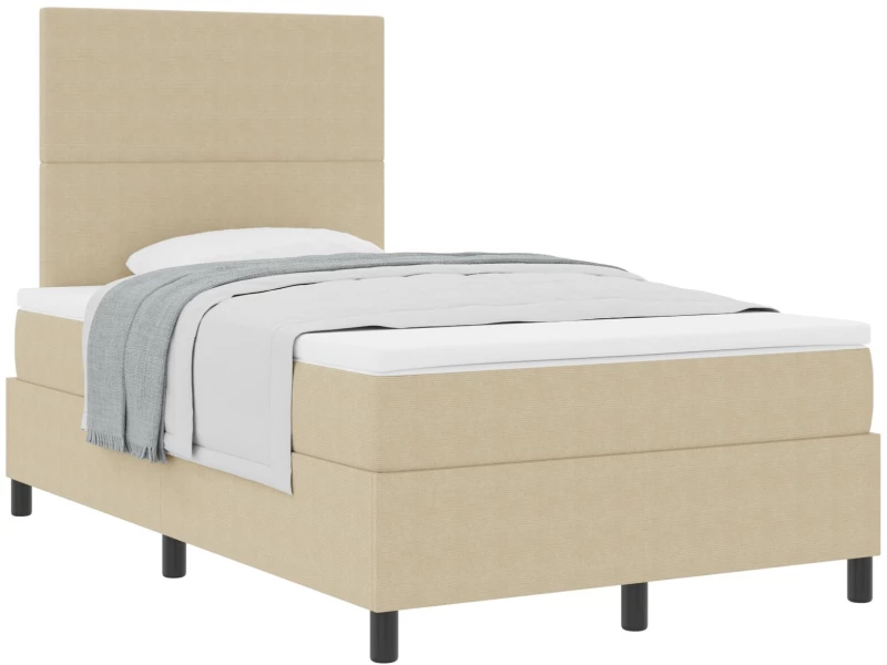 vidaXL Κρεβάτι Box Spring με Στρώμα Ανοιχτό Πράσινο Γκρι Μικρό Διπλό Ύφασμα Κοτλέ