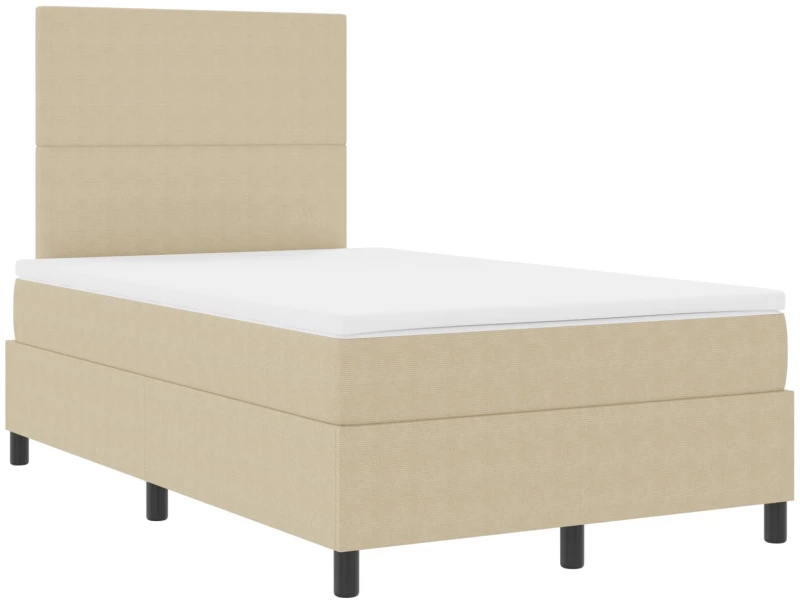 vidaXL Κρεβάτι Box Spring με Στρώμα Ανοιχτό Πράσινο Γκρι Μικρό Διπλό Ύφασμα Κοτλέ