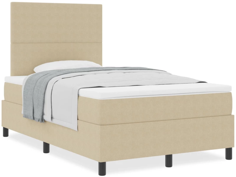 vidaXL Κρεβάτι Box Spring με Στρώμα Ανοιχτό Πράσινο Γκρι Μικρό Διπλό Ύφασμα Κοτλέ