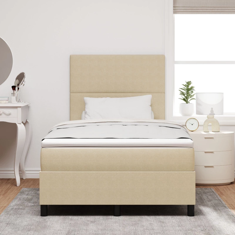 vidaXL Κρεβάτι Box Spring με Στρώμα Ανοιχτό Πράσινο Γκρι Μικρό Διπλό Ύφασμα Κοτλέ