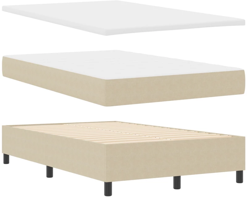 vidaXL Κρεβάτι Box Spring με Στρώμα Ανοιχτό Πράσινο Γκρι Μικρό Διπλό Ύφασμα Κοτλέ
