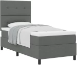 vidaXL Κρεβάτι Box Spring με Στρώμα Σκοτεινό Γκρι 80x200 cm Ύφασμα