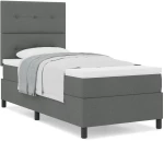vidaXL Κρεβάτι Box Spring με Στρώμα Σκοτεινό Γκρι 80x200 cm Ύφασμα