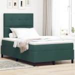 Κρεβάτι Box Spring με Στρώμα vidaXL Σκούρο Πράσινο Μικρό Διπλό Βελούδο