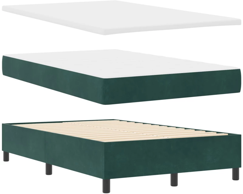 Κρεβάτι Box Spring με Στρώμα vidaXL Σκούρο Πράσινο Μικρό Διπλό Βελούδο