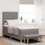 vidaXL Box Spring Κρεβάτι με Στρώμα & Πάγκο Ταύρου 90x190 εκ. Ύφασμα