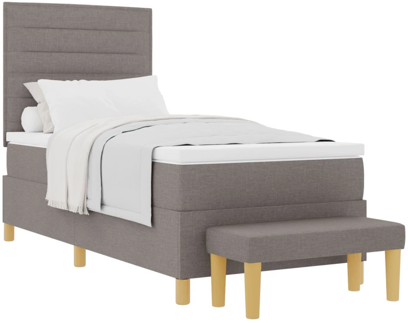 vidaXL Box Spring Κρεβάτι με Στρώμα & Πάγκο Ταύρου 90x190 εκ. Ύφασμα