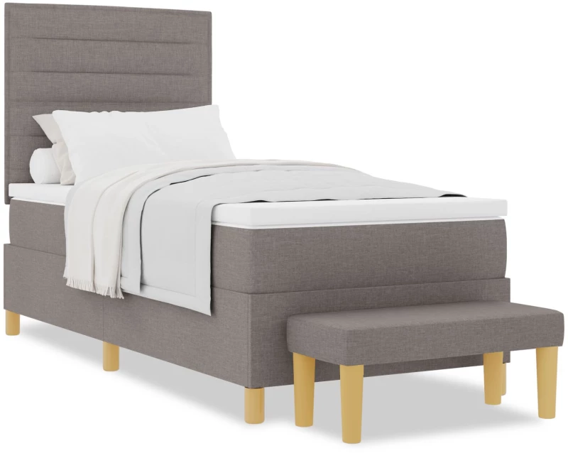 vidaXL Box Spring Κρεβάτι με Στρώμα & Πάγκο Ταύρου 90x190 εκ. Ύφασμα