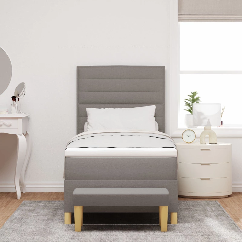 vidaXL Box Spring Κρεβάτι με Στρώμα & Πάγκο Ταύρου 90x190 εκ. Ύφασμα