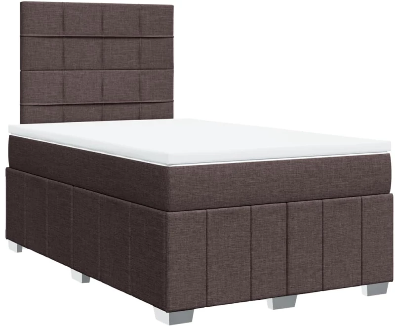 vidaXL Κρεβάτι Boxspring με Στρώμα Σκούρο Καφέ 120x190 εκ Υφασμάτινο
