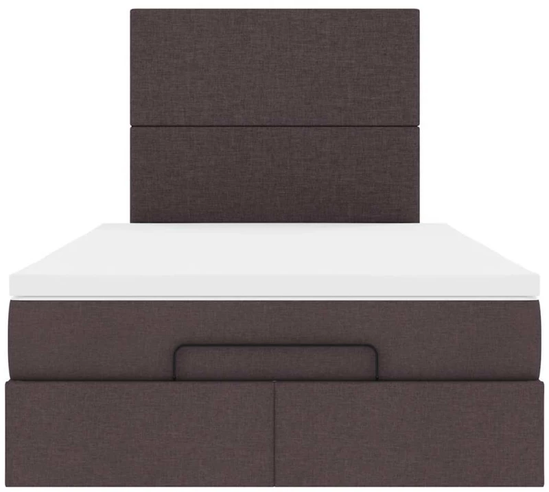 vidaXL Οθωμανικό κρεβάτι με στρώμα & LEDs Σκούρο καφέ 120x190cm ύφασμα