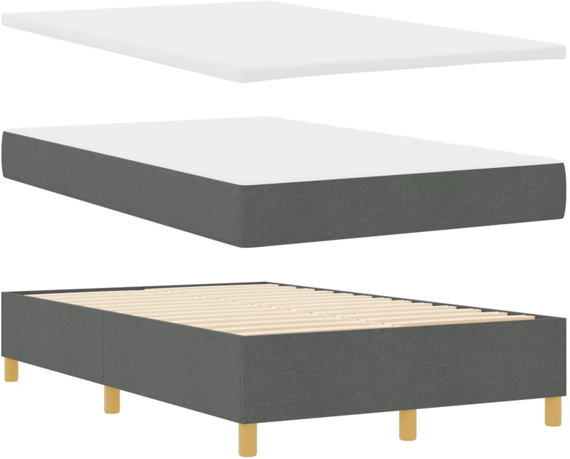 vidaXL Κρεβάτι Box Spring με Στρώμα & Πάγκο Σκούρο Γκρι 120x190 εκ Ύφασμα