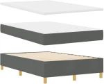 vidaXL Κρεβάτι Box Spring με Στρώμα & Πάγκο Σκούρο Γκρι 120x190 εκ Ύφασμα