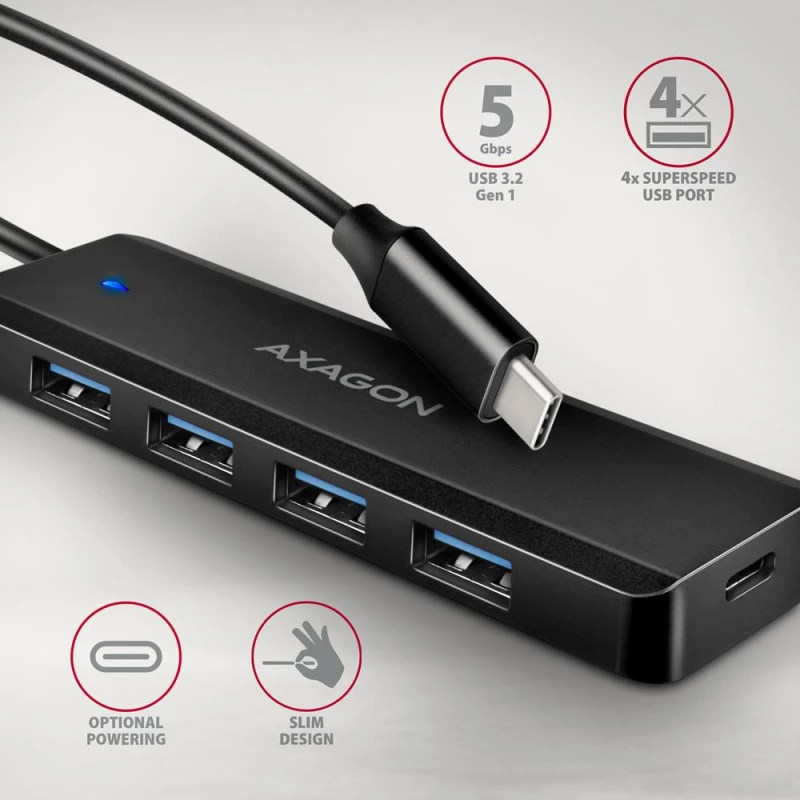 I/O HUB USB-C TRAVEL/0.19M HUE-C1C AXAGON
