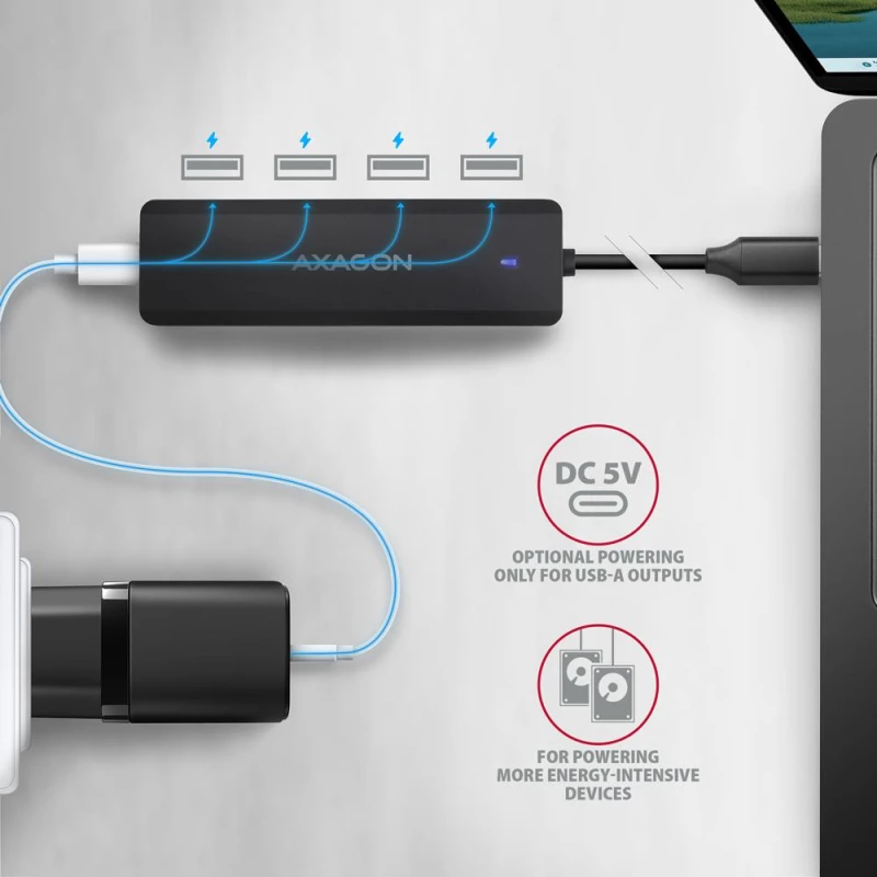 I/O HUB USB-C TRAVEL/0.19M HUE-C1C AXAGON
