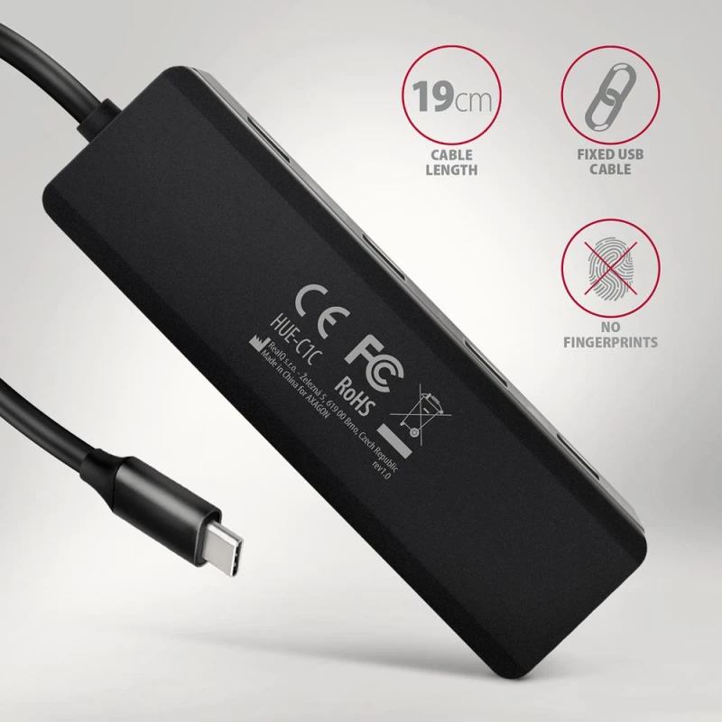 I/O HUB USB-C TRAVEL/0.19M HUE-C1C AXAGON