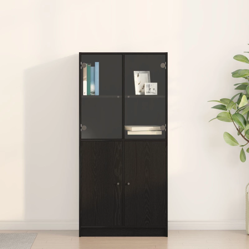 vidaXL Υψηλό ντουλάπι με πόρτες Μαύρη Δρυς 68x37x142 εκ Επεξεργασμένο ξύλο