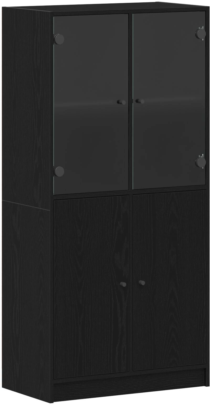 vidaXL Υψηλό ντουλάπι με πόρτες Μαύρη Δρυς 68x37x142 εκ Επεξεργασμένο ξύλο