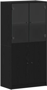 vidaXL Υψηλό ντουλάπι με πόρτες Μαύρη Δρυς 68x37x142 εκ Επεξεργασμένο ξύλο