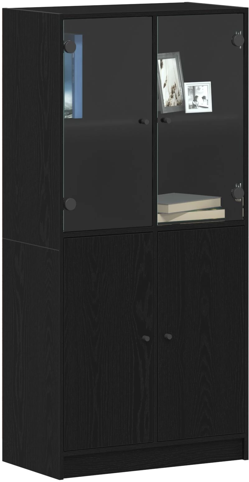 vidaXL Υψηλό ντουλάπι με πόρτες Μαύρη Δρυς 68x37x142 εκ Επεξεργασμένο ξύλο