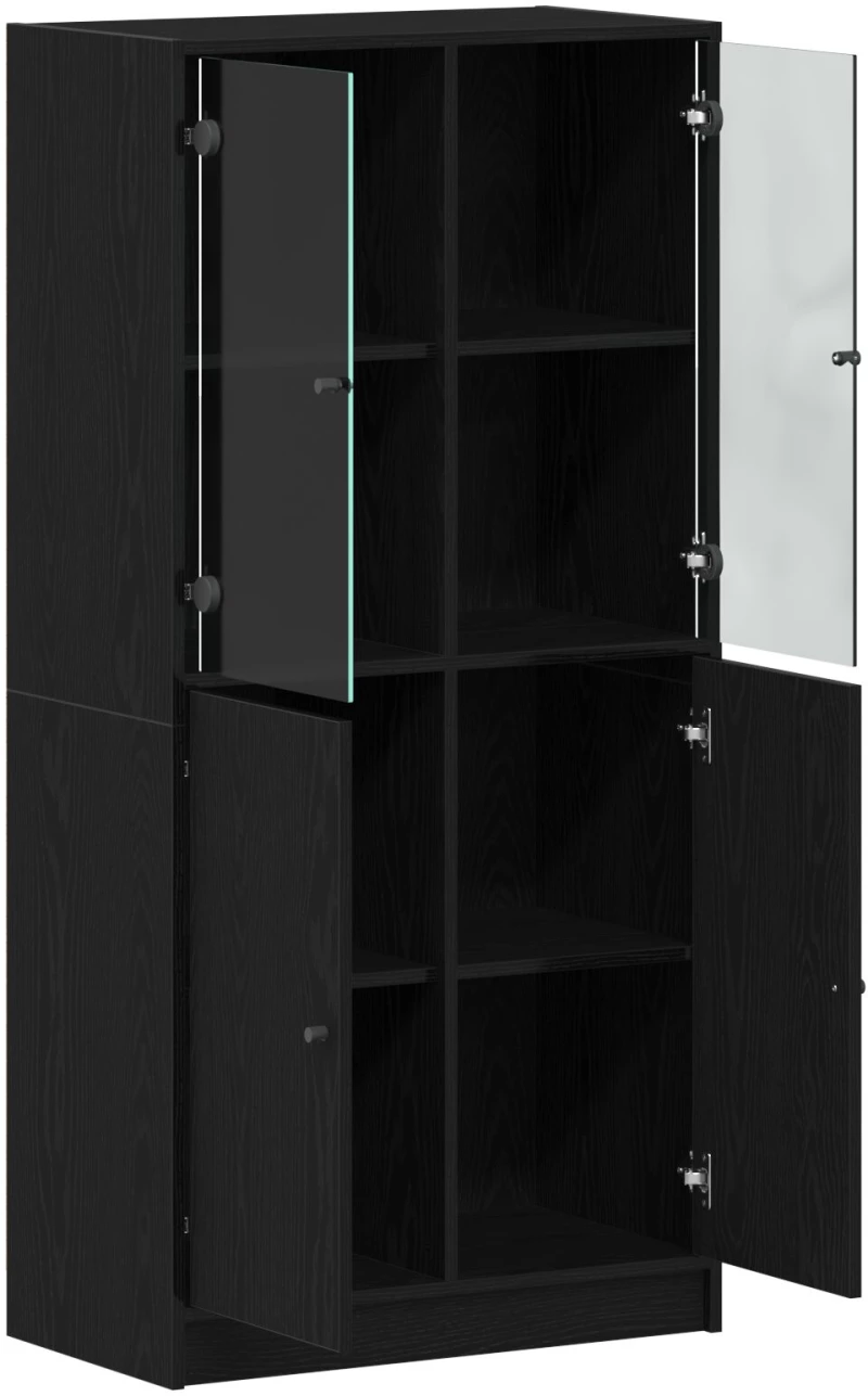 vidaXL Υψηλό ντουλάπι με πόρτες Μαύρη Δρυς 68x37x142 εκ Επεξεργασμένο ξύλο