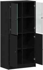 vidaXL Υψηλό ντουλάπι με πόρτες Μαύρη Δρυς 68x37x142 εκ Επεξεργασμένο ξύλο