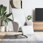 vidaXL Πολυθρόνα Μασάζ Ανακλινόμενη με Υποπόδιο Λευκή Συνθετικό Δέρμα