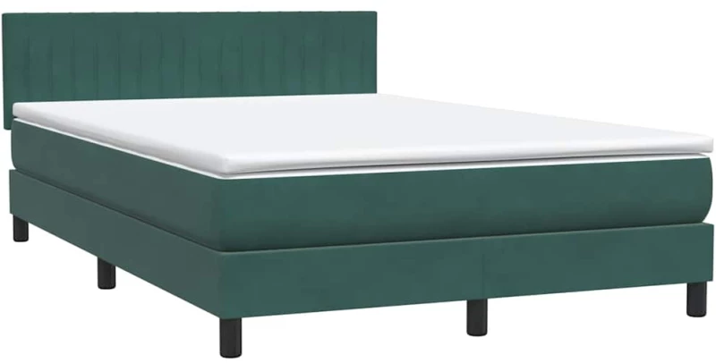 vidaXL Box Spring κρεβάτι με στρώμα σκούρο πράσινο 160x220cm Βελούδινο