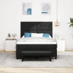 vidaXL Κρεβάτι με Στρώμα και Πάγκο Μαύρο 160x200 εκ Ύφασμα