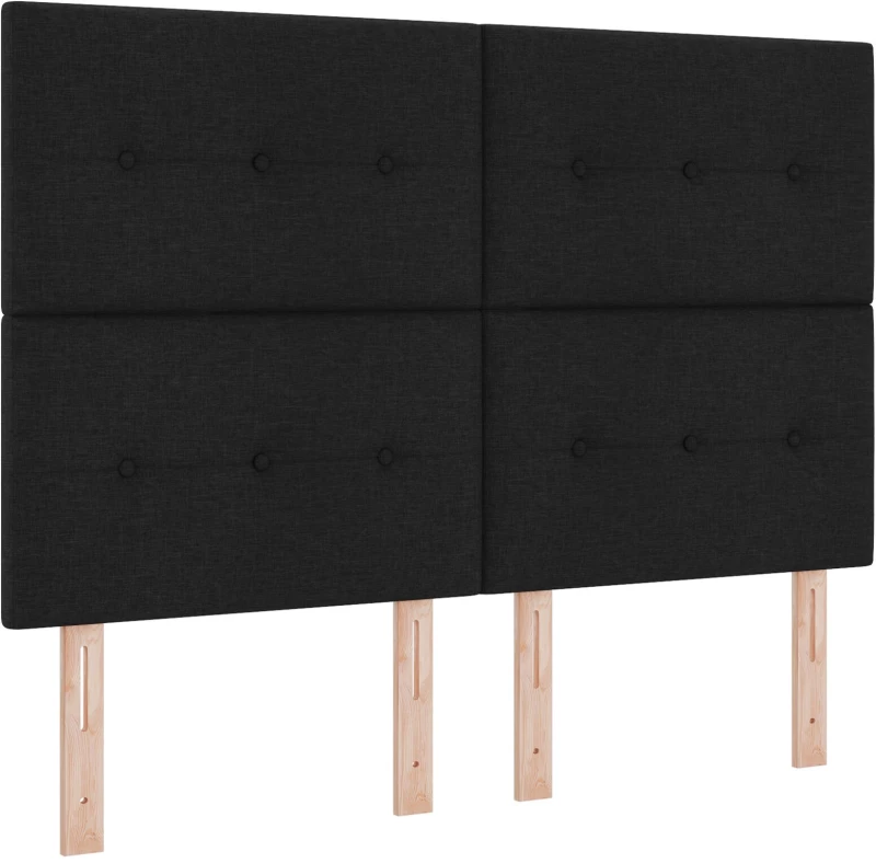 vidaXL Κρεβάτι με Στρώμα και Πάγκο Μαύρο 160x200 εκ Ύφασμα