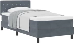 vidaXL Κρεβάτι Box Spring με Στρώμα Σκούρο Γκρι 100x200 εκ. Βελούδο