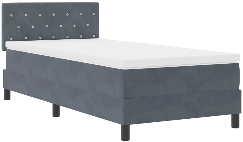 vidaXL Κρεβάτι Box Spring με Στρώμα Σκούρο Γκρι 100x200 εκ. Βελούδο